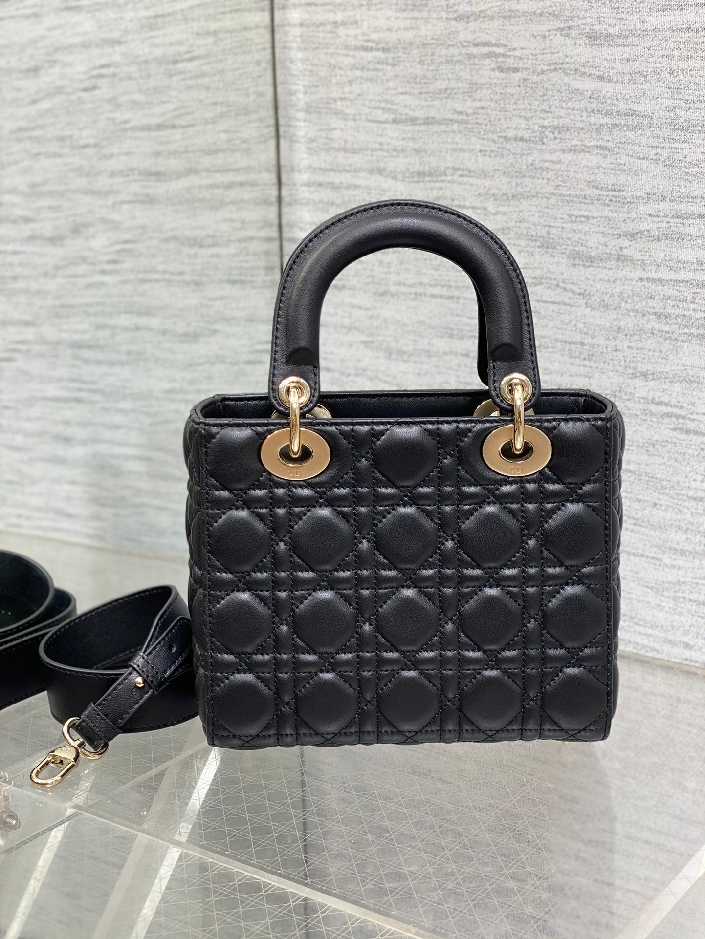 Lady Dior My ABCDior Bag - Black Cannage Lambskin with Pale Gold Hardware