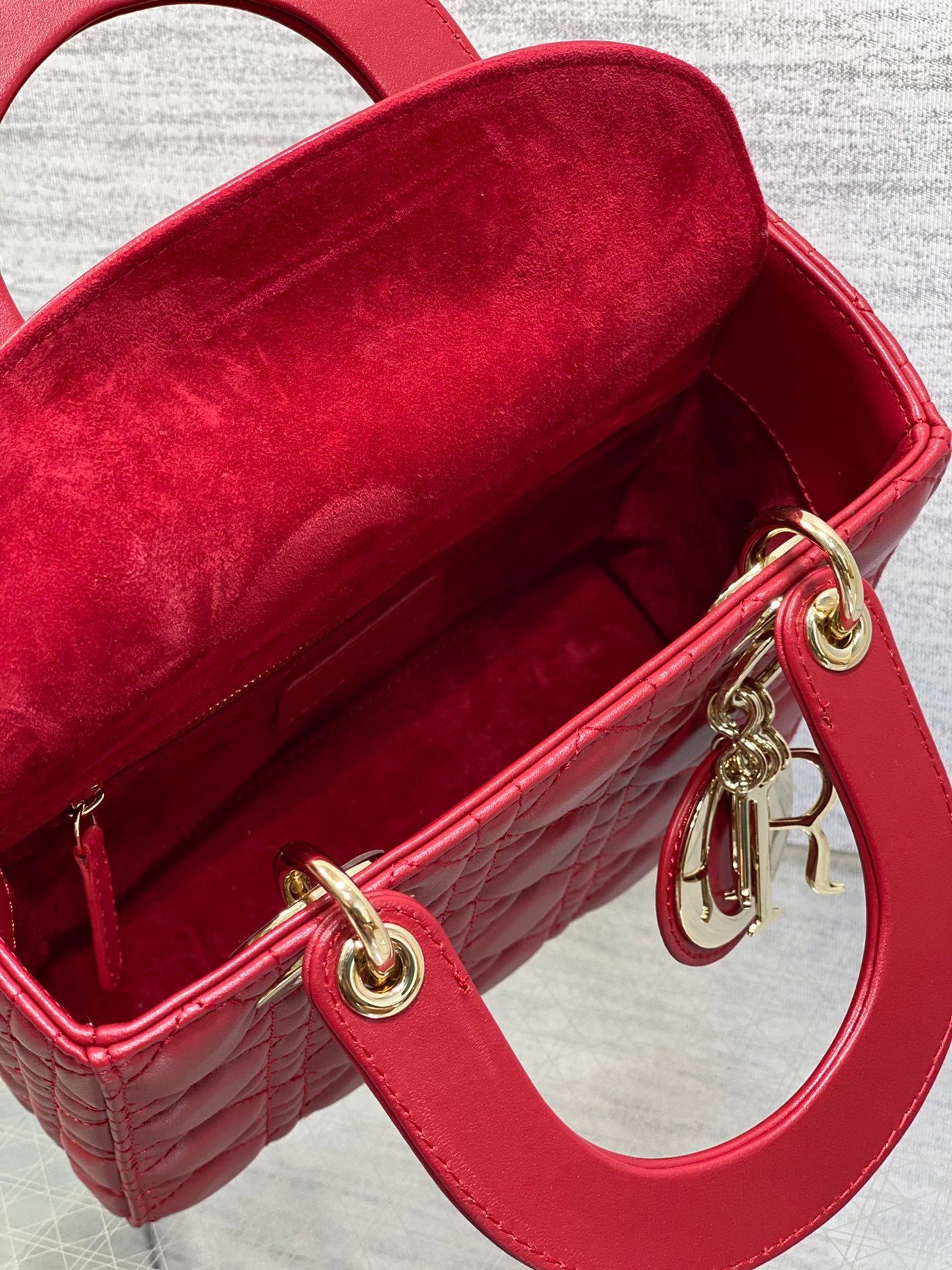 Lady Dior My ABCDior Bag - Red Cannage Lambskin Small Handbag