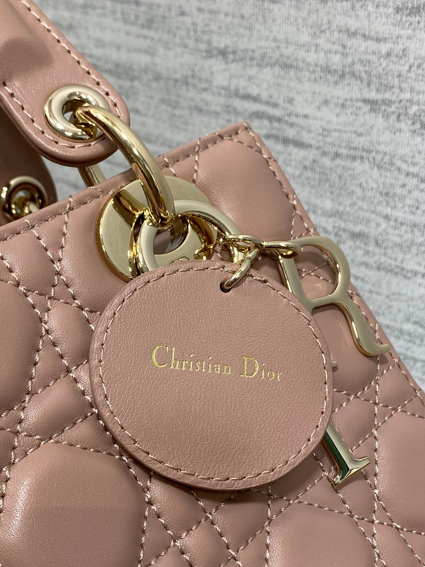 Christian Dior Lady Dior My ABCDior Bag Pink Lambskin Gold-Finish Metal