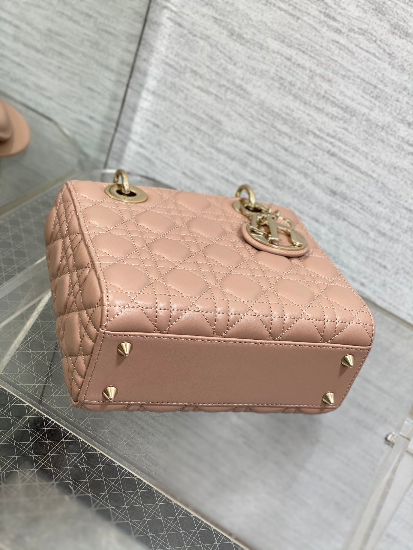 Christian Dior Lady Dior My ABCDior Bag Pink Lambskin Gold-Finish Metal