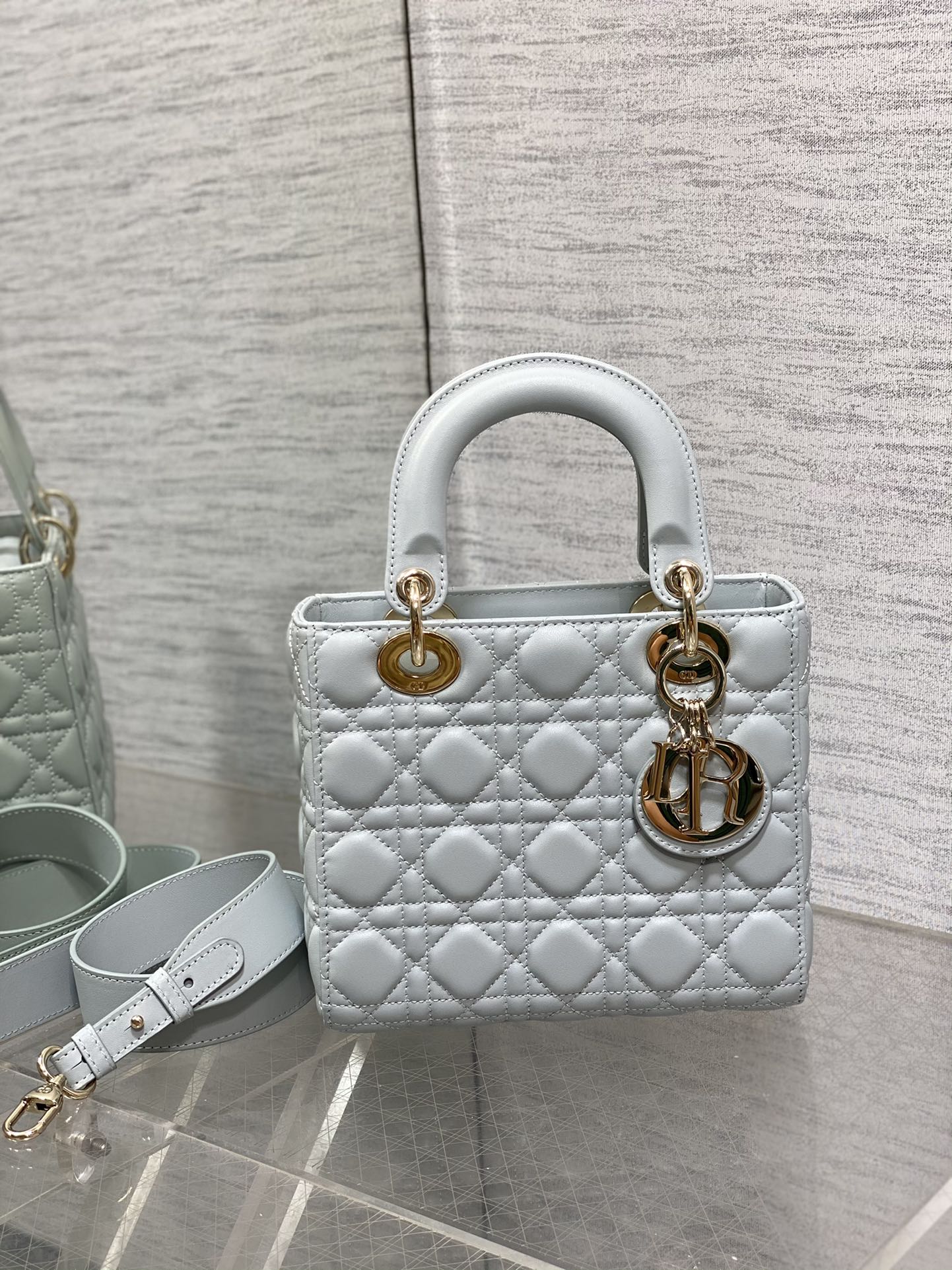 Dior Small Lady Dior My ABCDior Bag Cloud Blue Cannage Lambskin