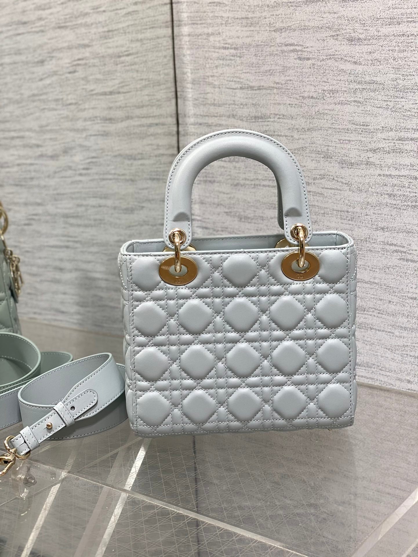 Dior Small Lady Dior My ABCDior Bag Cloud Blue Cannage Lambskin