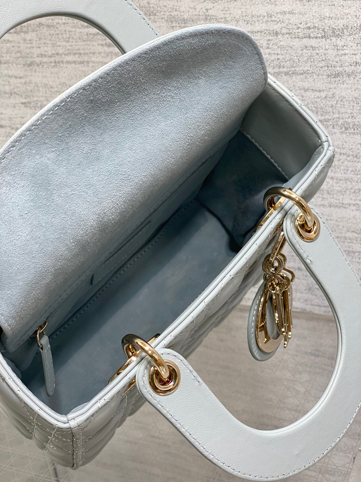 Dior Small Lady Dior My ABCDior Bag Cloud Blue Cannage Lambskin