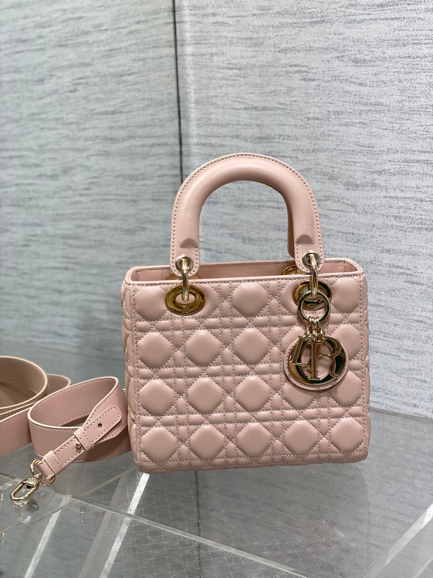 Lady Dior My ABCDior Bag - Blush Cannage Lambskin with Gold-Finish Charms