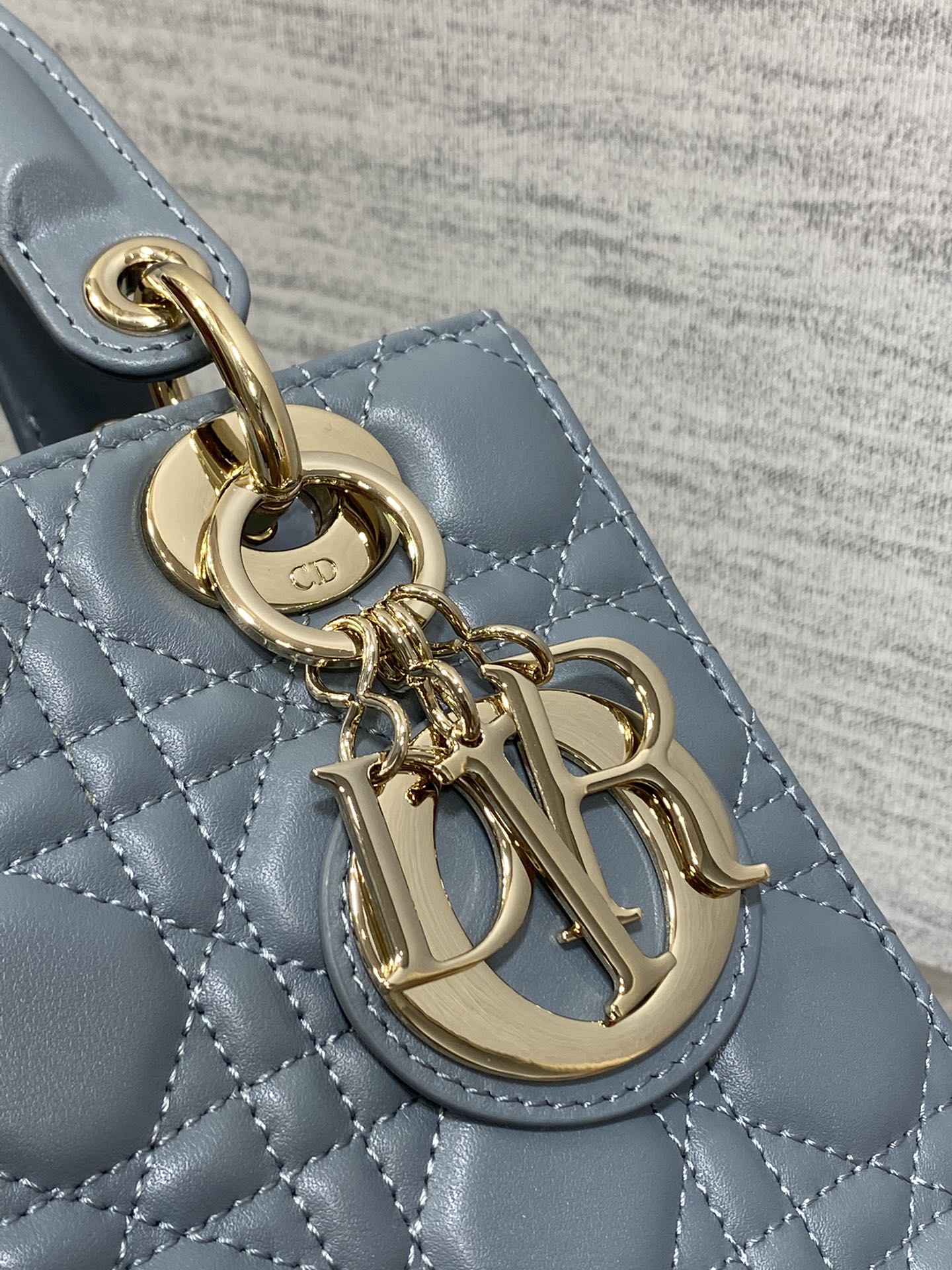 Christian Dior Small Lady My ABCDior Bag Cloud Blue Cannage Lambskin Gold-Finish Metal