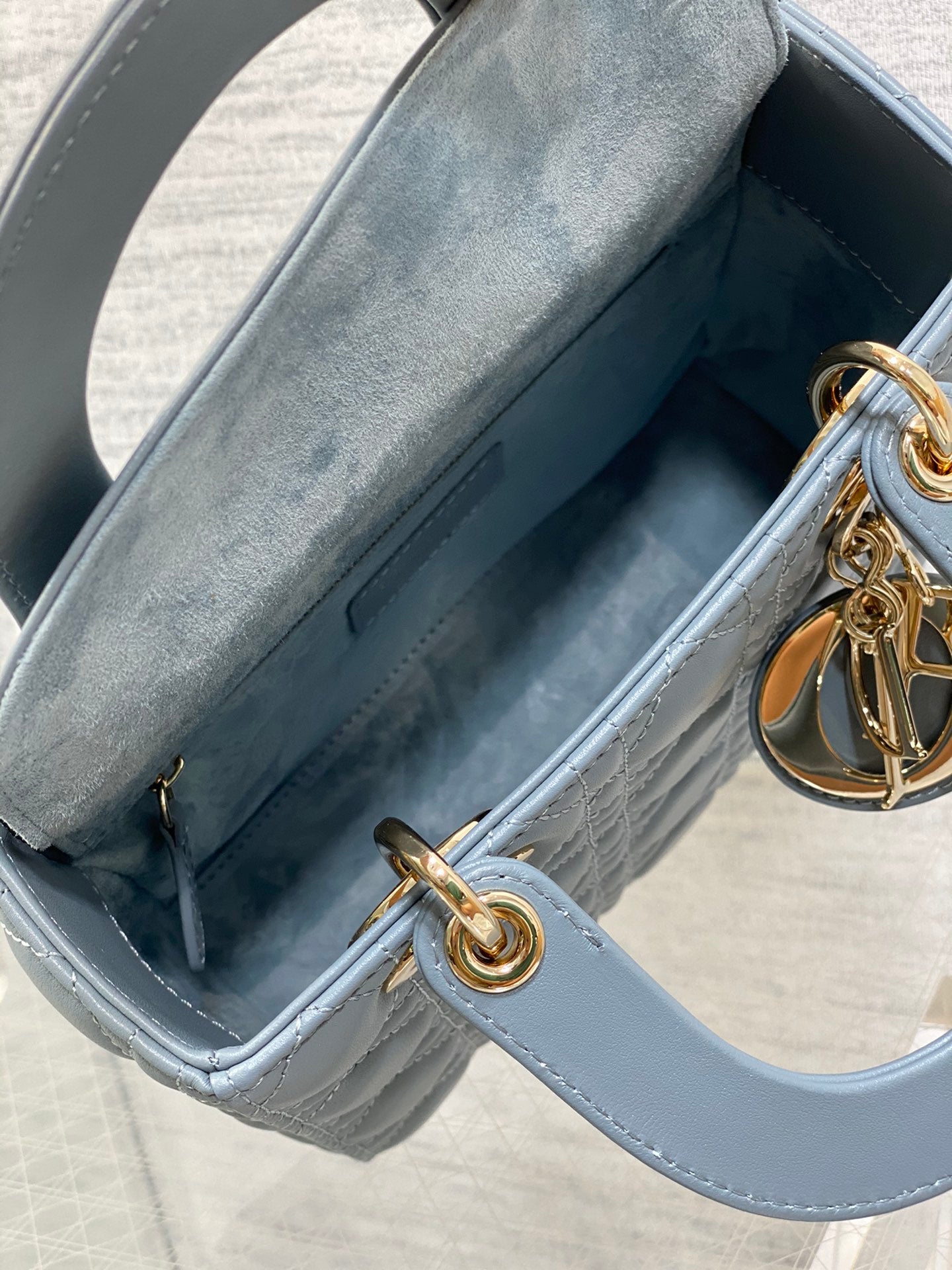 Small Lady My ABCDior Bag in Blue Cannage Lambskin