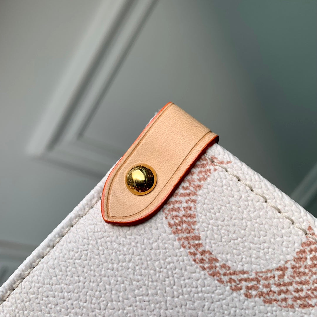 Louis Vuitton Onthego PM Tote Bag - Monogram Giant Bicolor Empreinte Leather - White/Pink