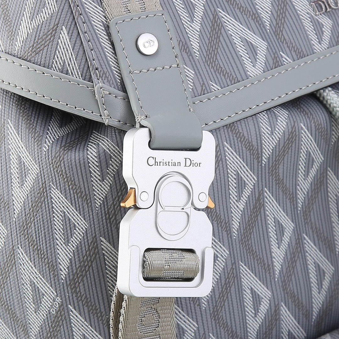 Dior Style CD Diamond Canvas Hit The Road Backpack - Grey Designer Travel Bag