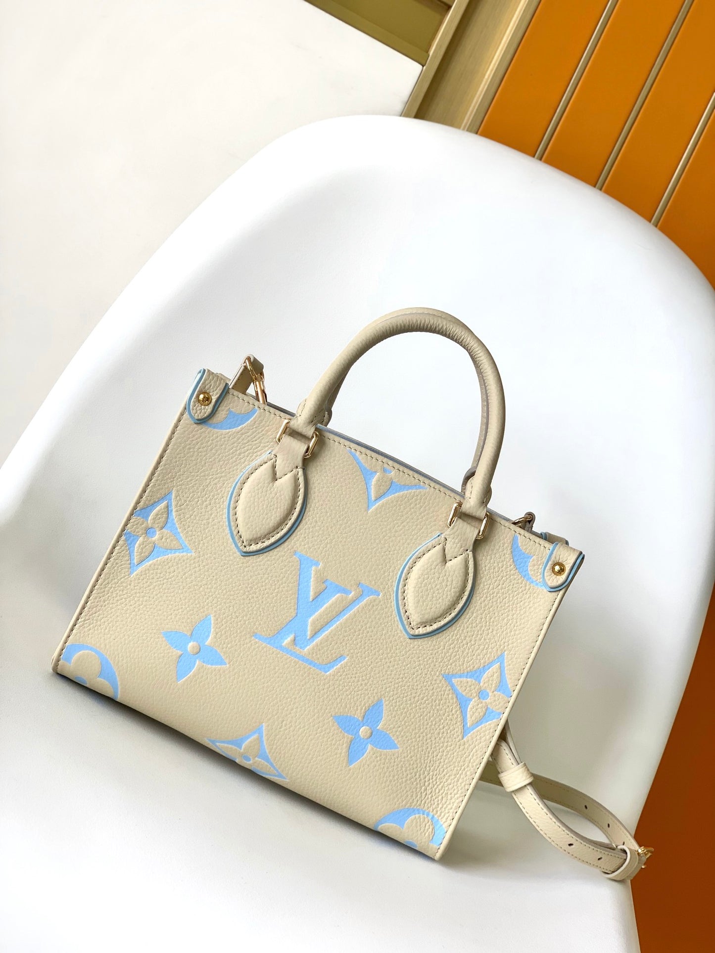 Louis Vuitton OnTheGo PM Monogram Empreinte Bicolor Leather Handbag - Cream/Blue