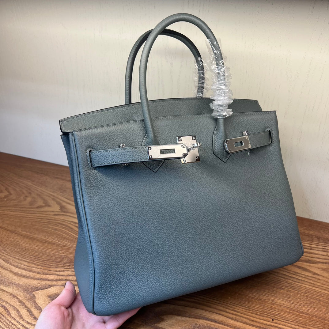Elegant Grey Leather Top Handle Handbag - Classic Structured Satchel