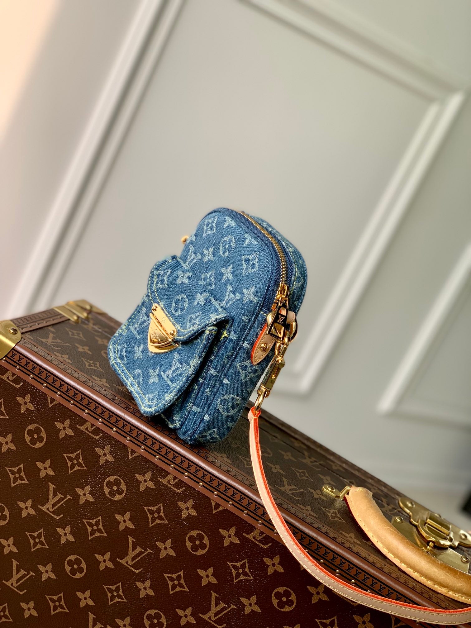 Louis Vuitton Blue Monogram Denim Mini Pleaty Shoulder Crossbody Bag