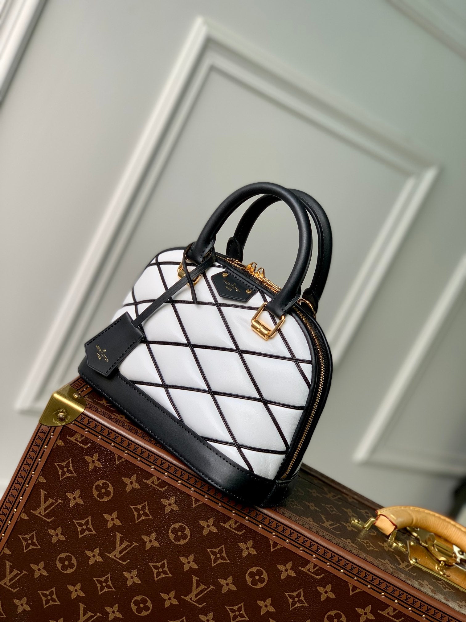 Louis Vuitton Alma BB Malletage Quilted Leather Handbag - Black &amp; White