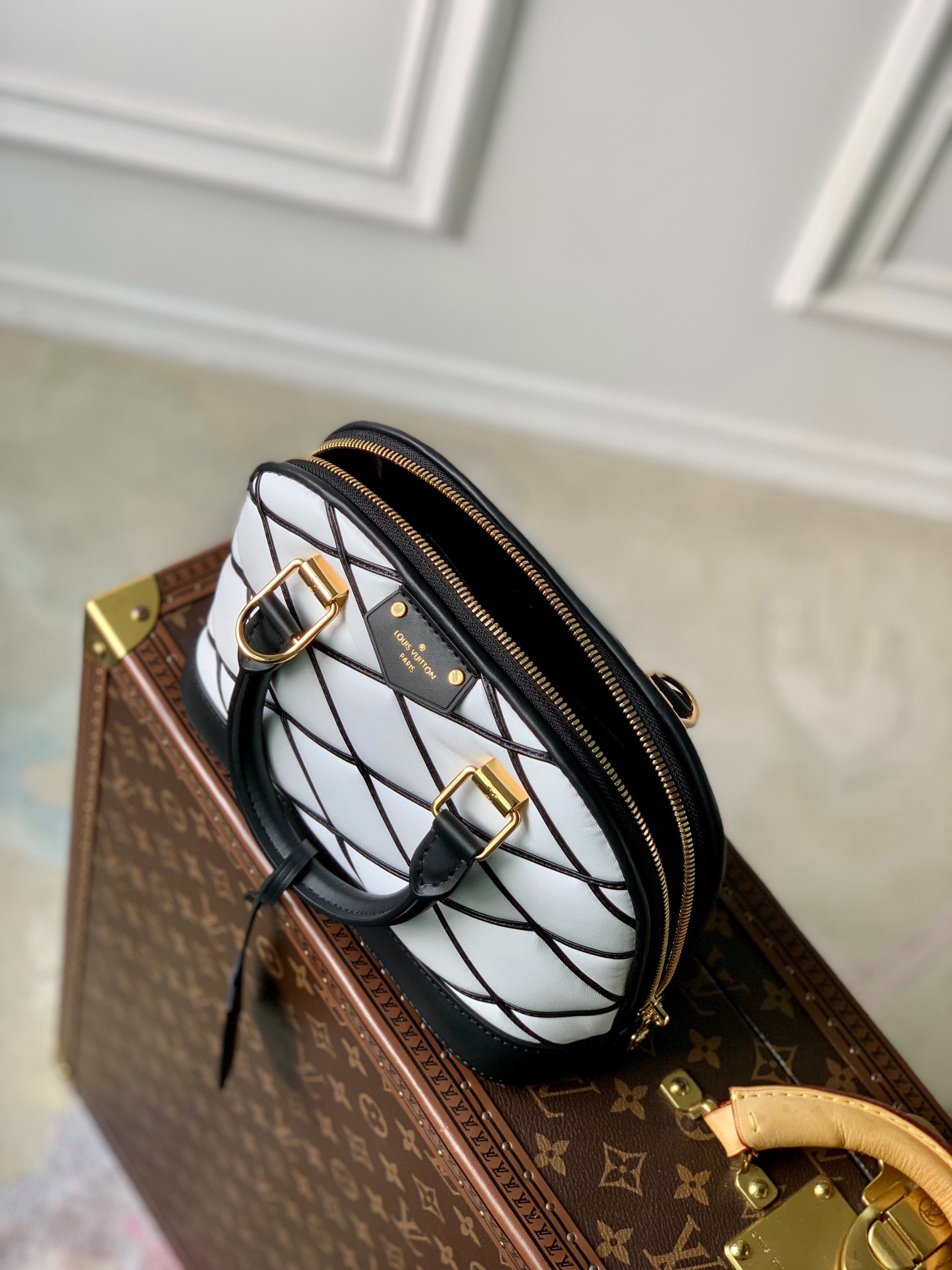 Louis Vuitton Alma BB Malletage Quilted Leather Handbag - Black &amp; White