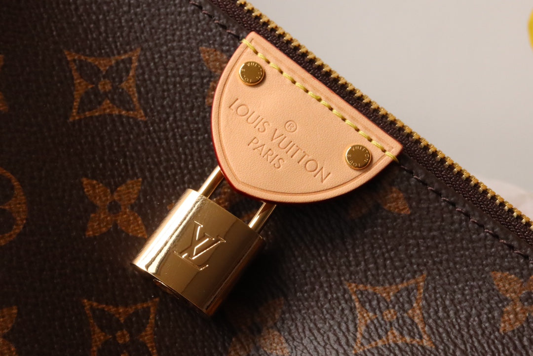 Louis Vuitton Monogram Canvas Flower Zipped Tote PM Handbag with Gold Padlock