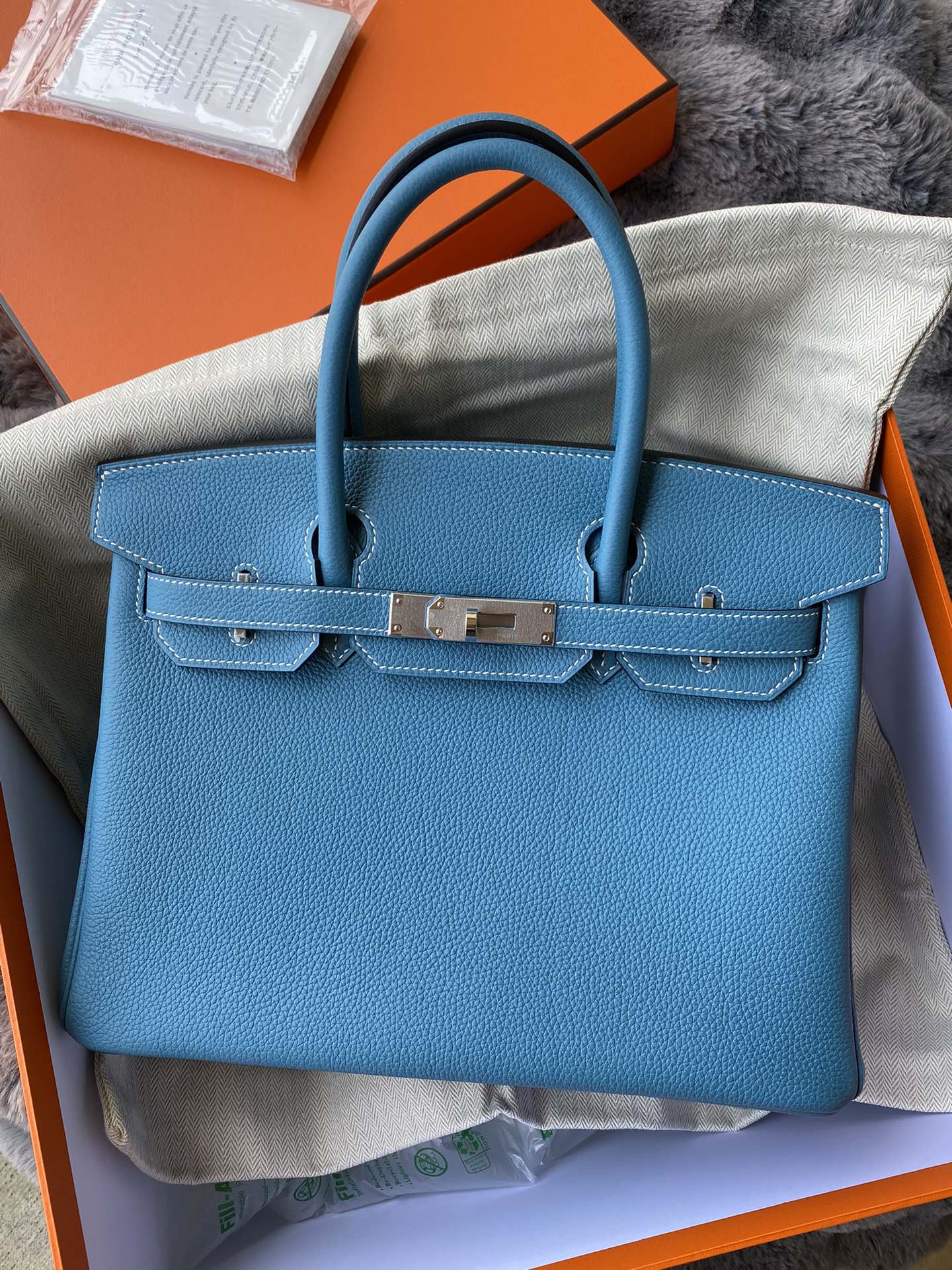 Hermès Birkin 25 Blue Jean Togo Leather with Palladium Hardware