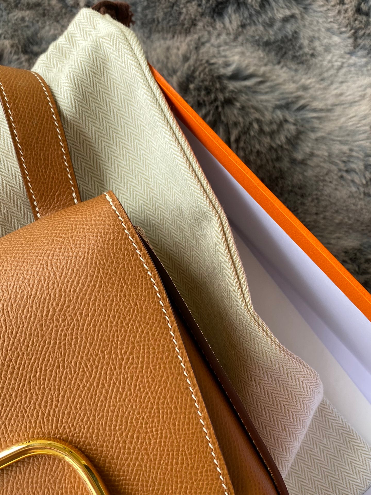 Hermès Della Cavalleria Mini Bag - Gold Tan Leather with Gold-Tone Hardware