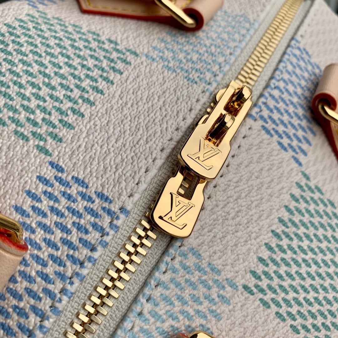 Louis Vuitton Nano Speedy Handbag - Pastel Damier Azur Canvas - Green &amp; Blue