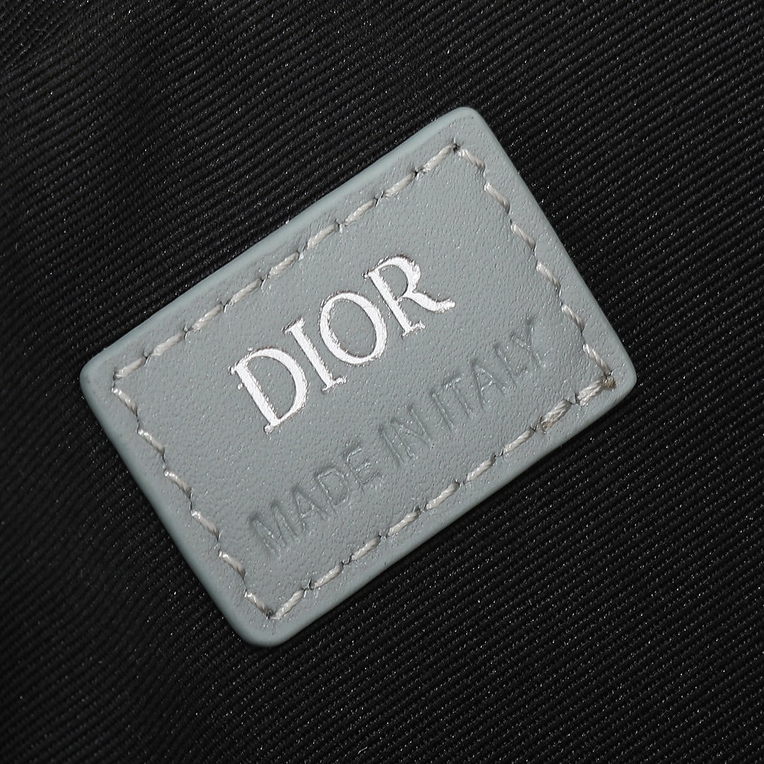 Dior Men's Grey CD Diamond Canvas Messenger Bag with Detachable Pouch