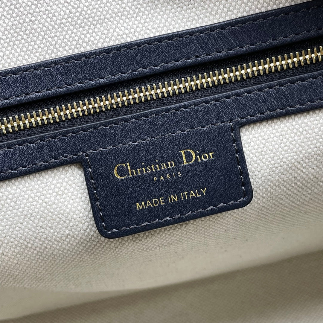 Dior Vibe Medium Bowling Bag - Blue Oblique Jacquard & Navy Leather