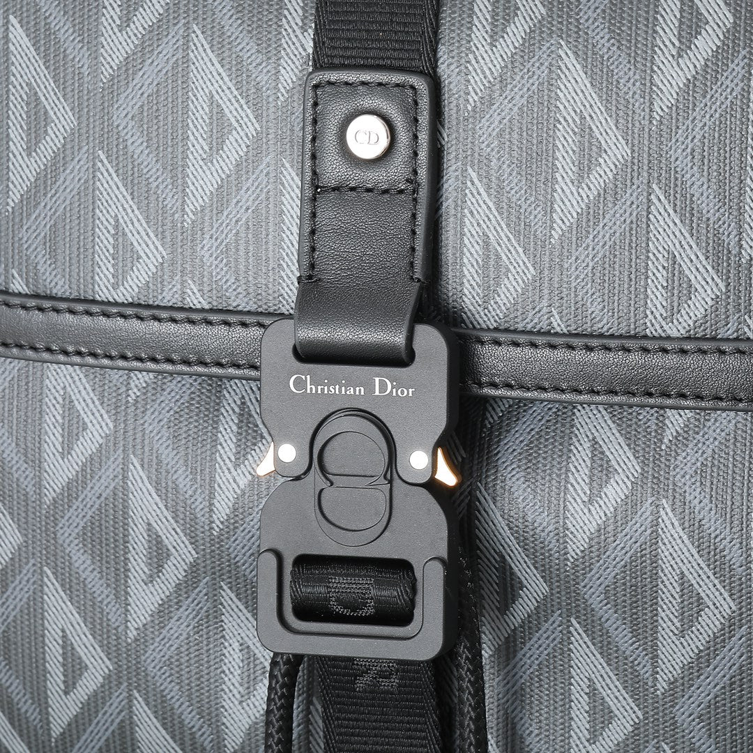 Men's Geometric Diamond Pattern Canvas Backpack - Grey Luxury Designer Style Rucksack