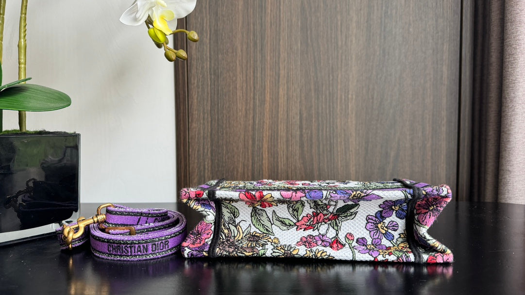 Christian Dior Mini Book Tote - Multicolor Floral Print Canvas Handbag