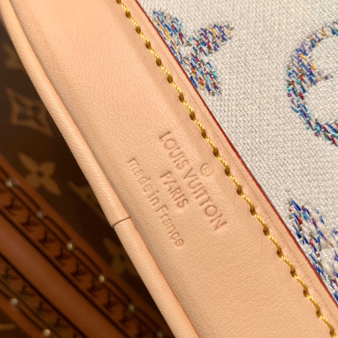 Louis Vuitton Nano Noé Bucket Bag - White &amp; Grey Monogram Canvas