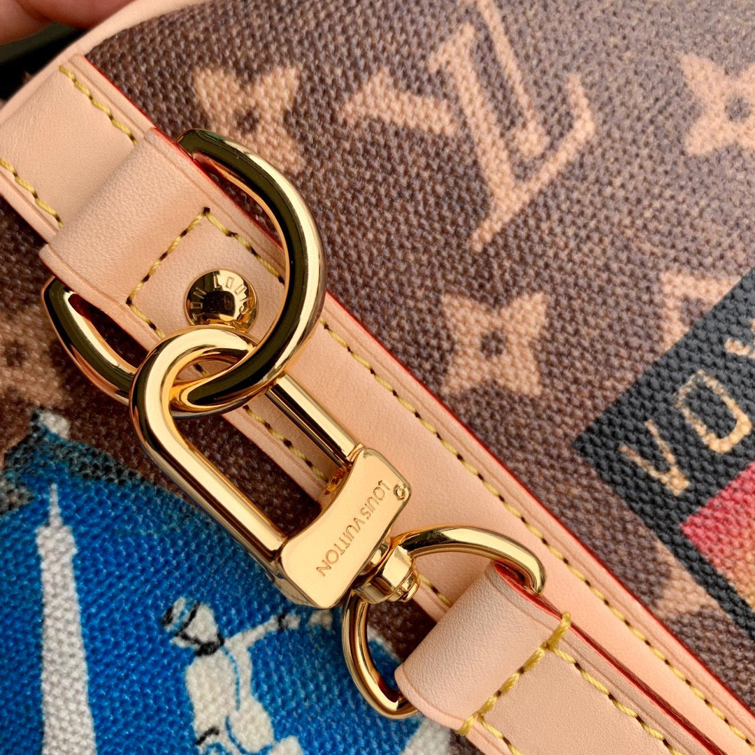 Louis Vuitton Monogram Speedy Bandouliere World Tour Patches Limited Edition Handbag