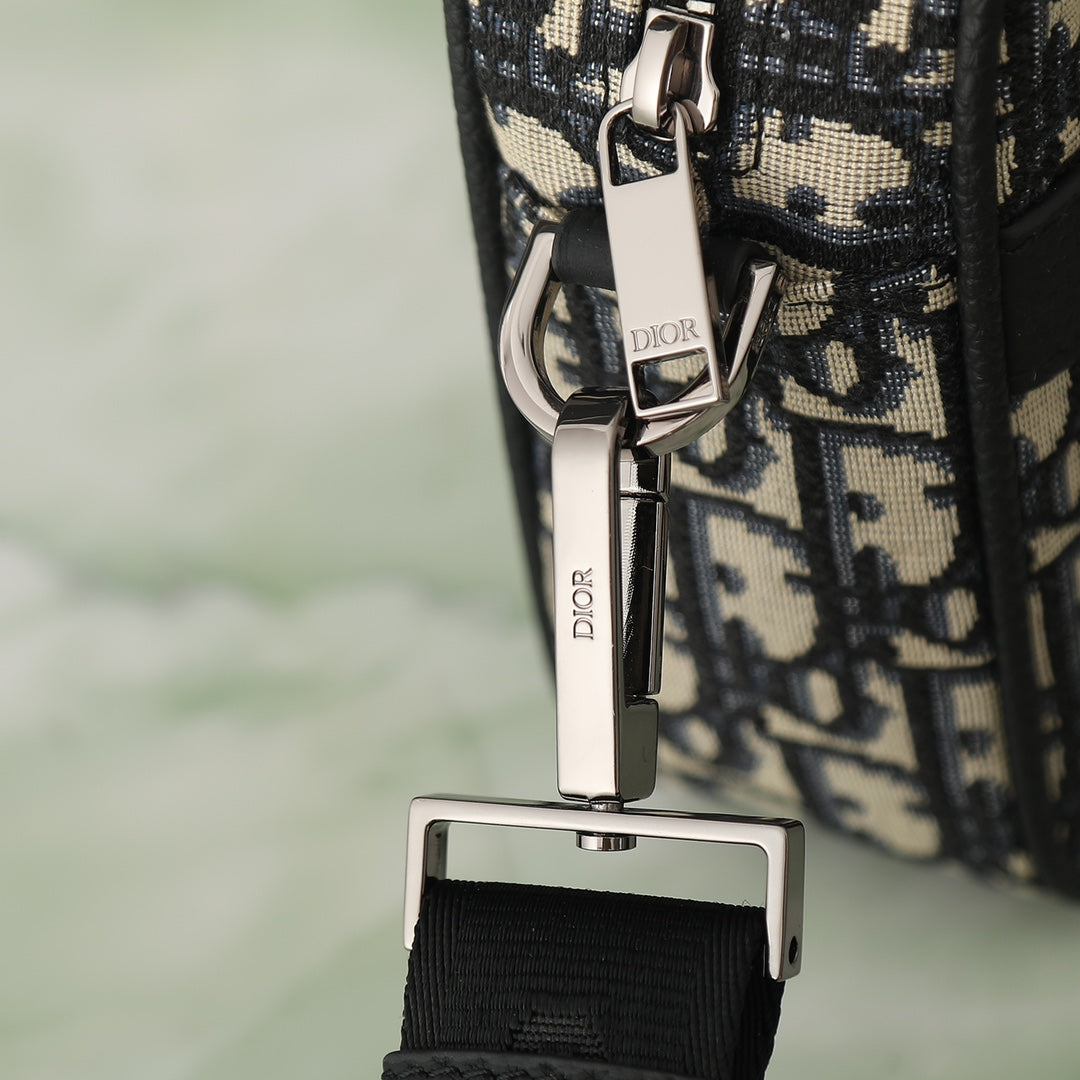 Dior Safari Messenger Bag in Blue Oblique Jacquard and Grained Calfskin