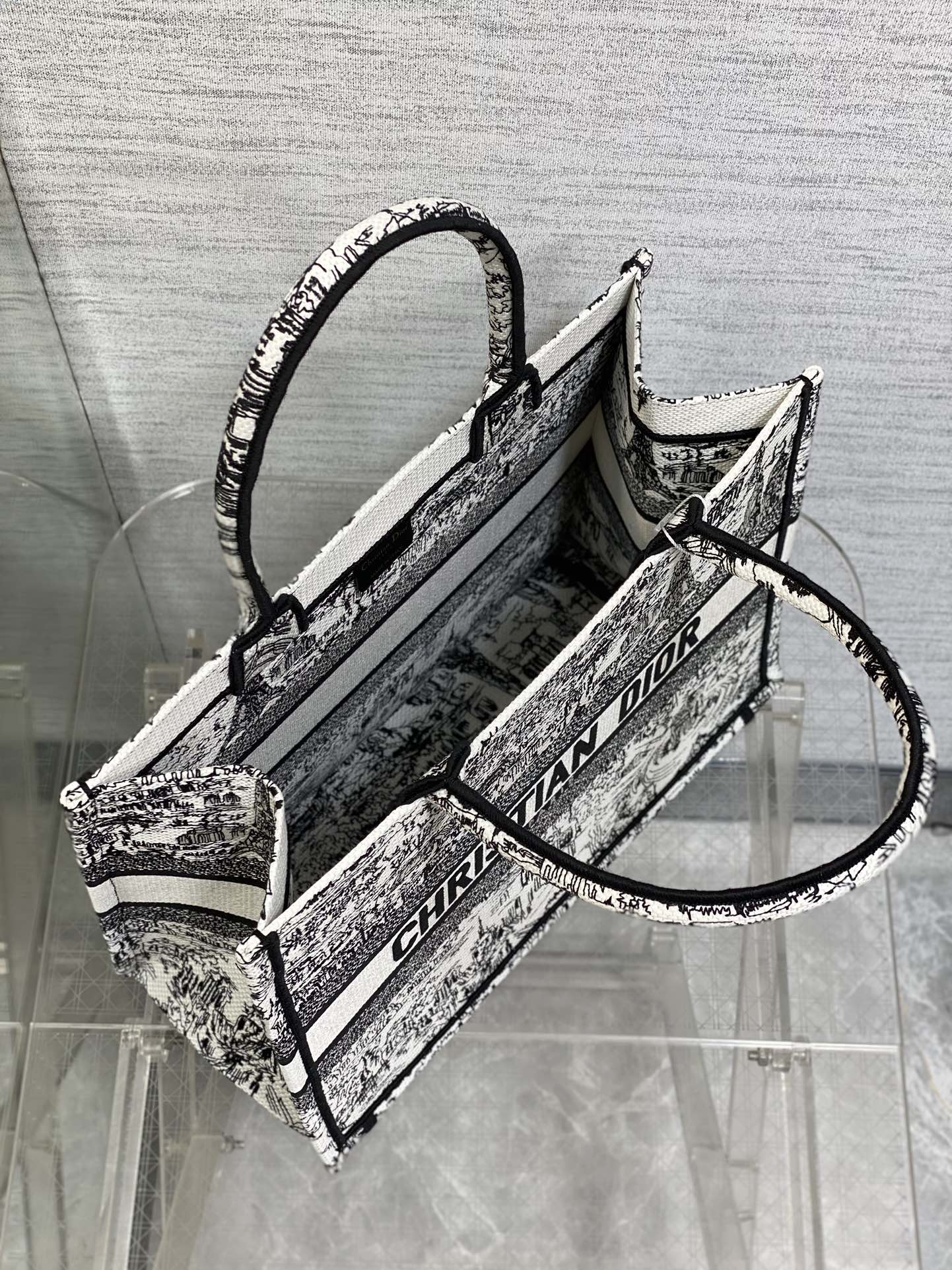 Christian Dior Book Tote Medium Plan de Paris Embroidery Canvas Bag