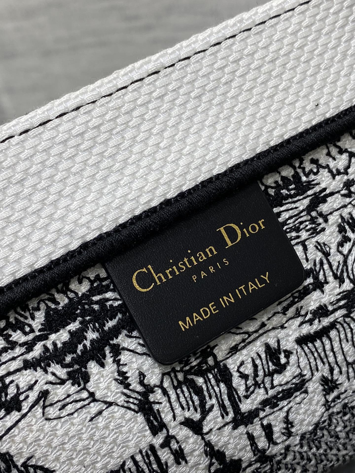 Christian Dior Large Book Tote Black and White Plan de Paris Embroidery