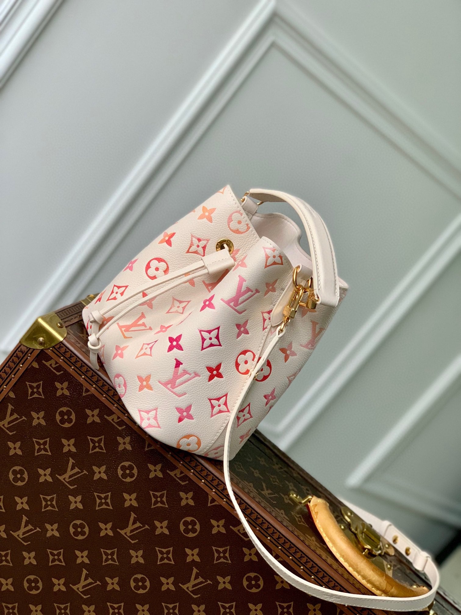 Louis Vuitton Nano Noé Bucket Bag - White/Pink Monogram Canvas