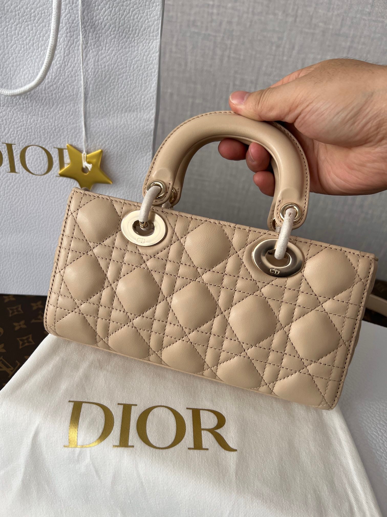 Christian Dior Lady D-Joy Bag Beige Cannage Lambskin Small Handbag
