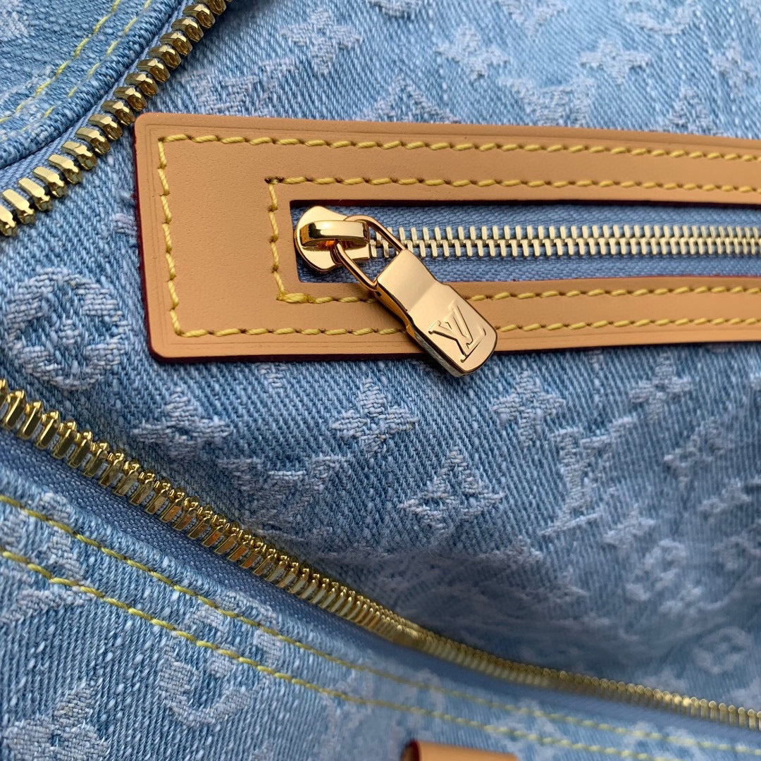 Louis Vuitton Monogram Denim Speedy 25 Bandoulière Bag Blue