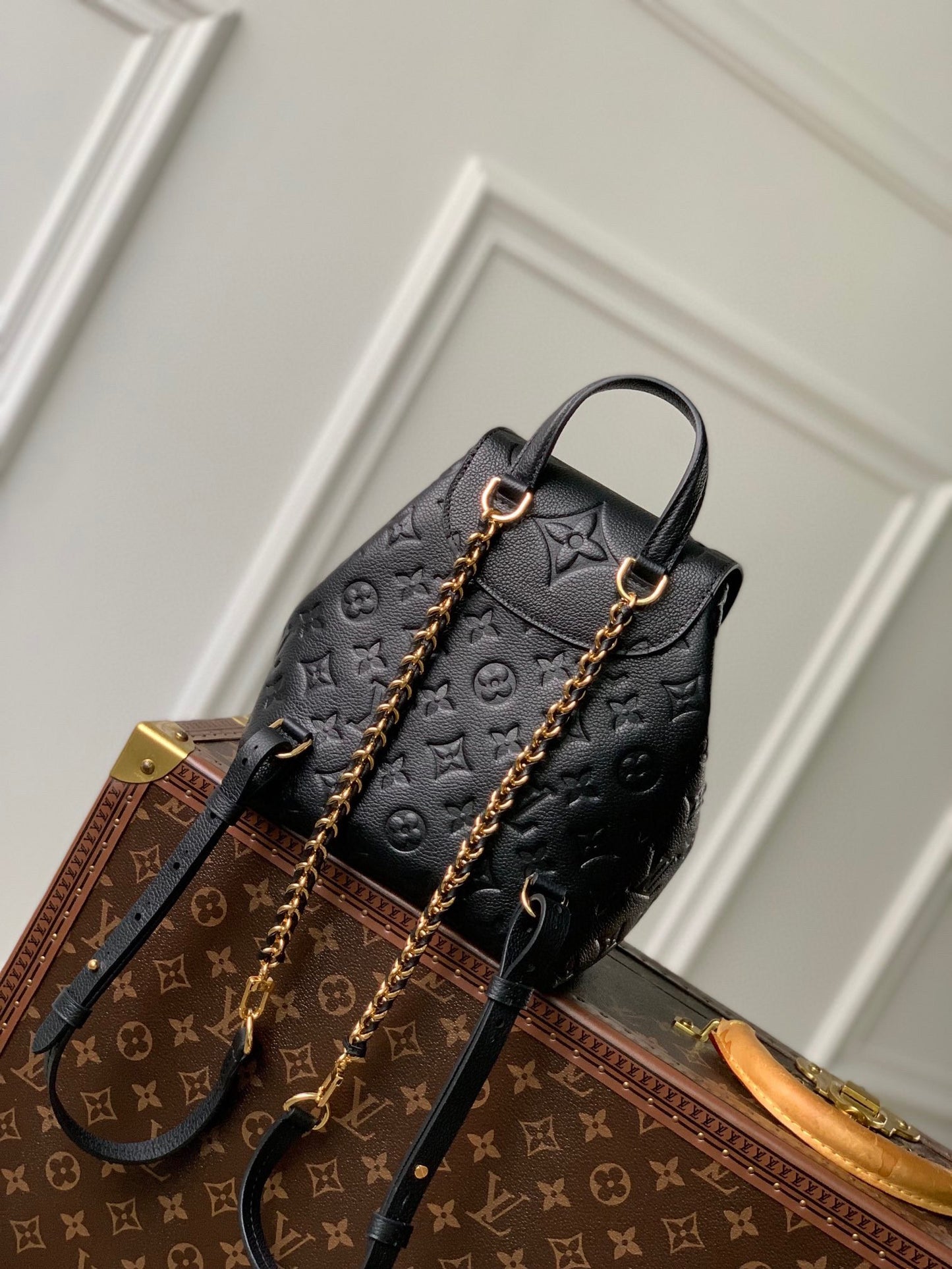 Louis Vuitton Montsouris PM Backpack Monogram Empreinte Leather Black