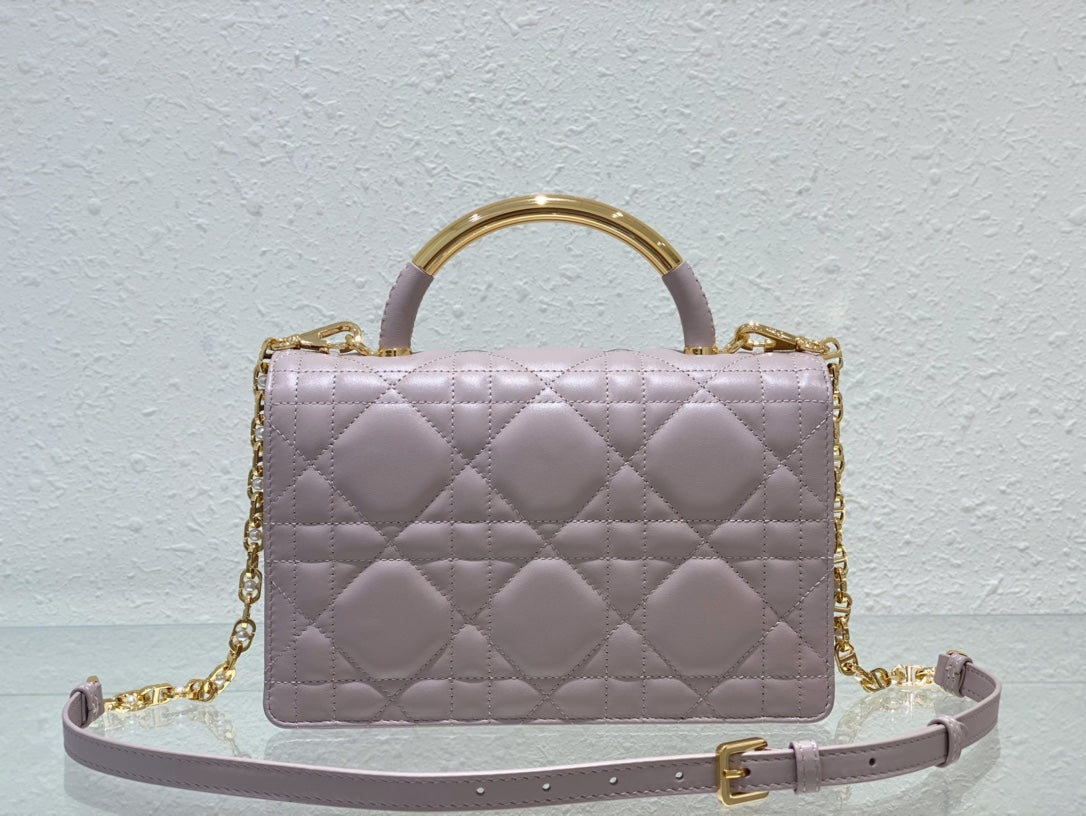 Miss Dior Quilted Leather Top Handle Bag - Lilac