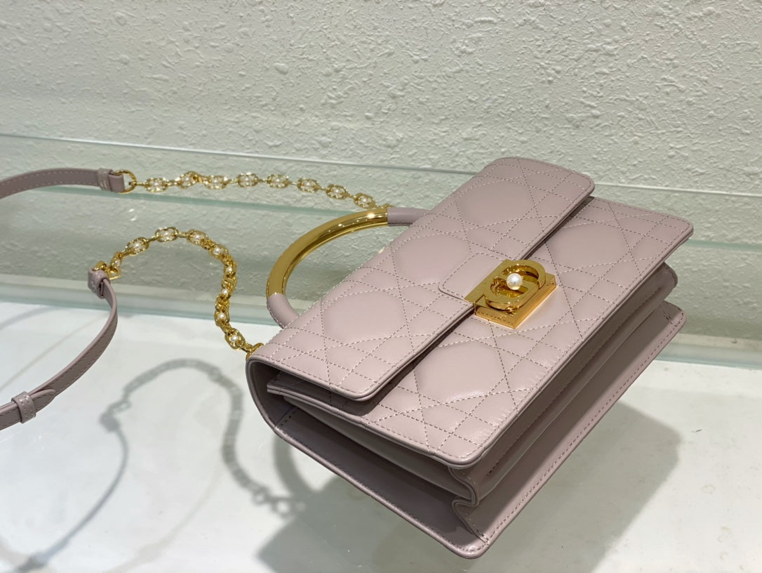 Miss Dior Quilted Leather Top Handle Bag - Lilac