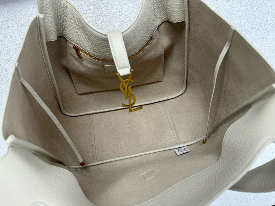 Saint Laurent Le 5 à 7 Small Soft Hobo Bag in Grey Leather