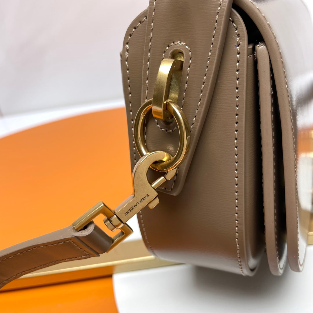 Saint Laurent Solferino Medium Shoulder Bag in Smooth Leather - Taupe