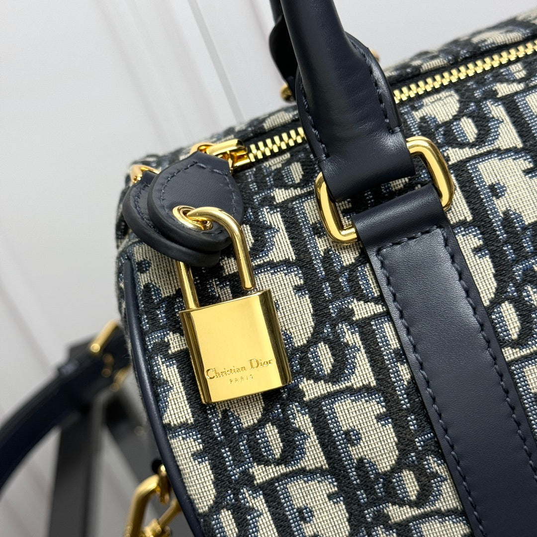 Christian Dior Blue Diorissimo Oblique Jacquard Bowling Bag