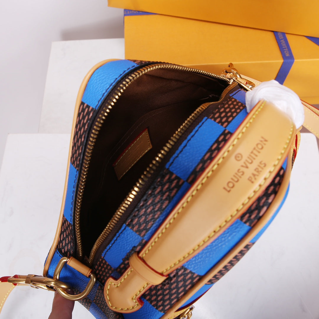 Louis Vuitton x Nigo Damier Ebene Giant Cobalt Blue Diamond Crossbody Bag