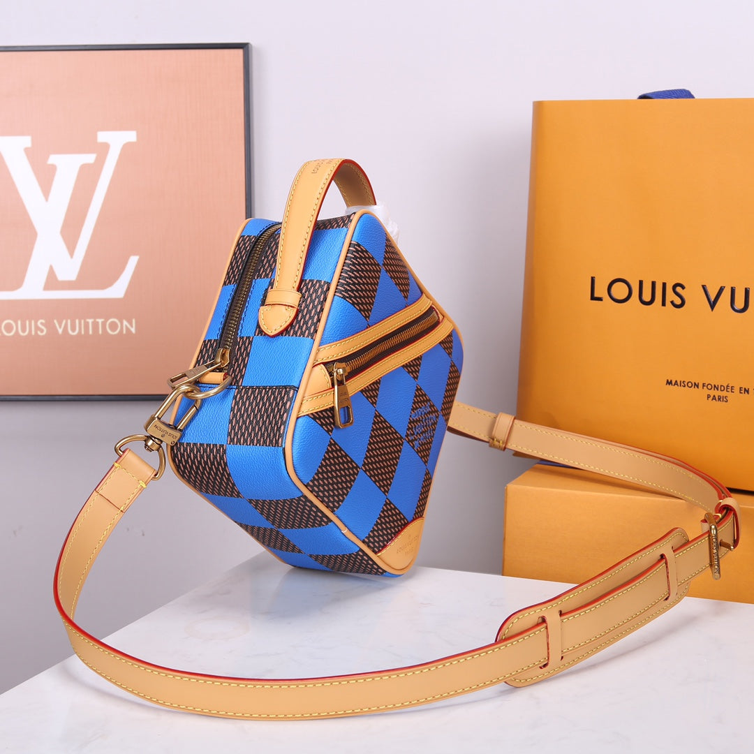 Louis Vuitton x Nigo Damier Ebene Giant Cobalt Blue Diamond Crossbody Bag