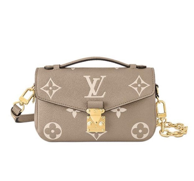 Louis Vuitton Pochette Métis East West - Monogram Empreinte Leather - Tourterelle/Crème