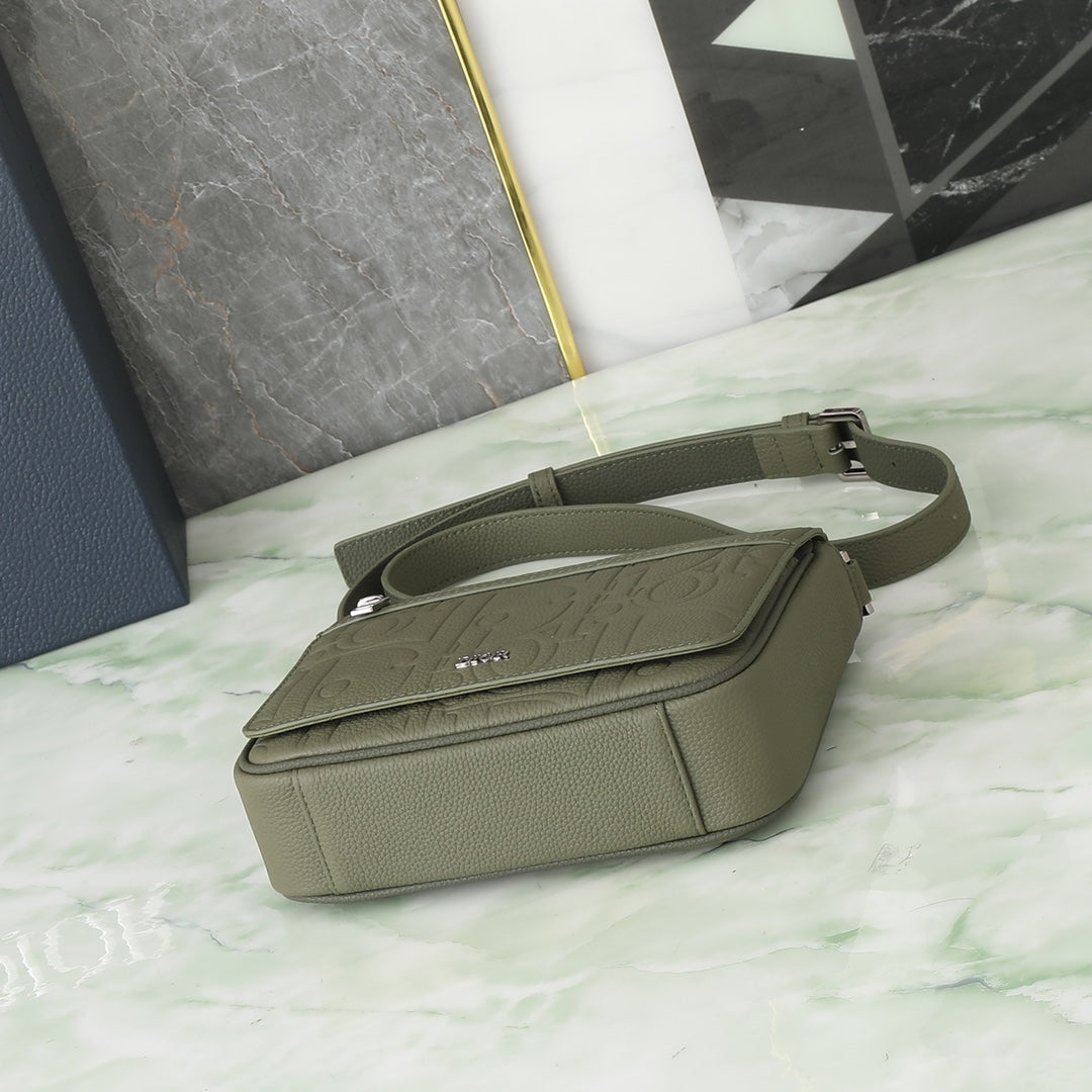 Dior Safari Messenger Bag Khaki Green CD Diamond Canvas Crossbody