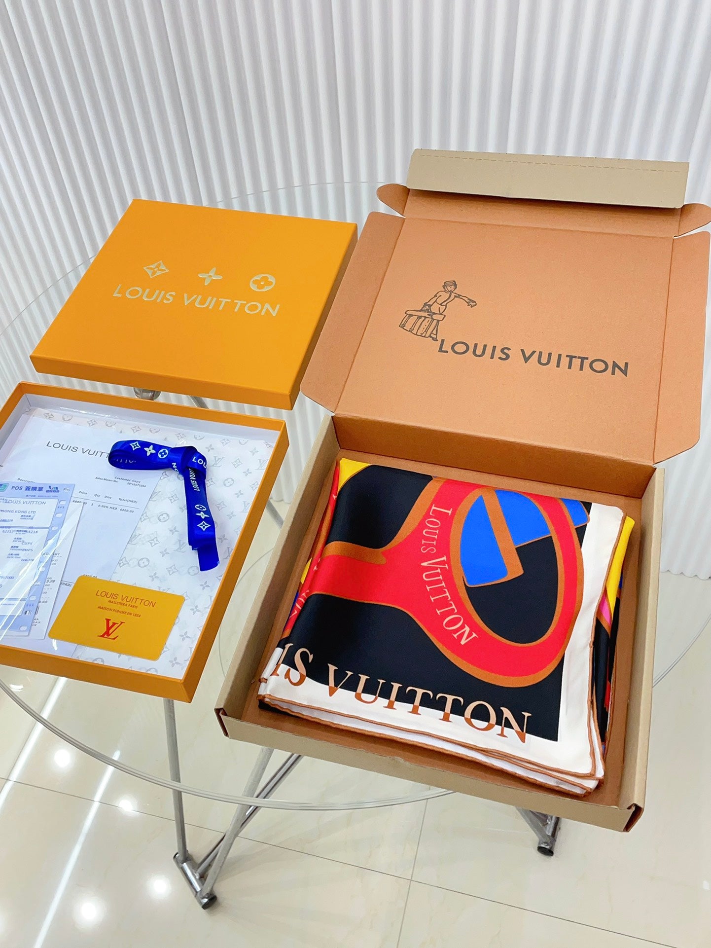 Louis Vuitton Multicolor Silk Square Scarf - Abstract Geometric Print Luxury Women's Fashion Accessory