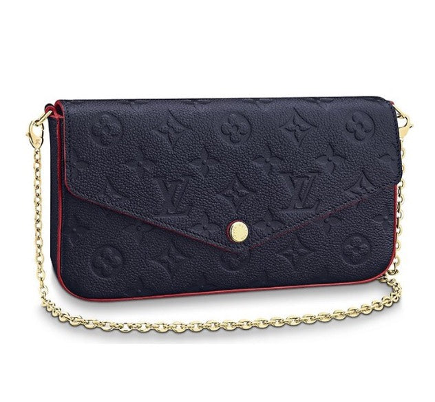 Louis Vuitton Félicie Pochette Monogram Empreinte Leather Navy Blue