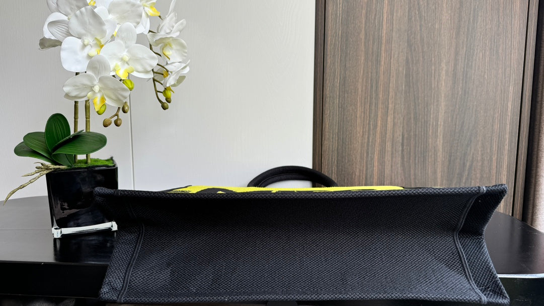 Christian Dior Yellow Miss Dior Graffiti Canvas Book Tote Bag