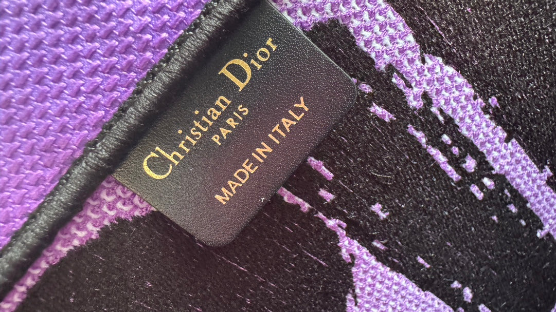 Christian Dior Large Miss Dior Book Tote Bag in Pink Canvas with Black Graffiti Text