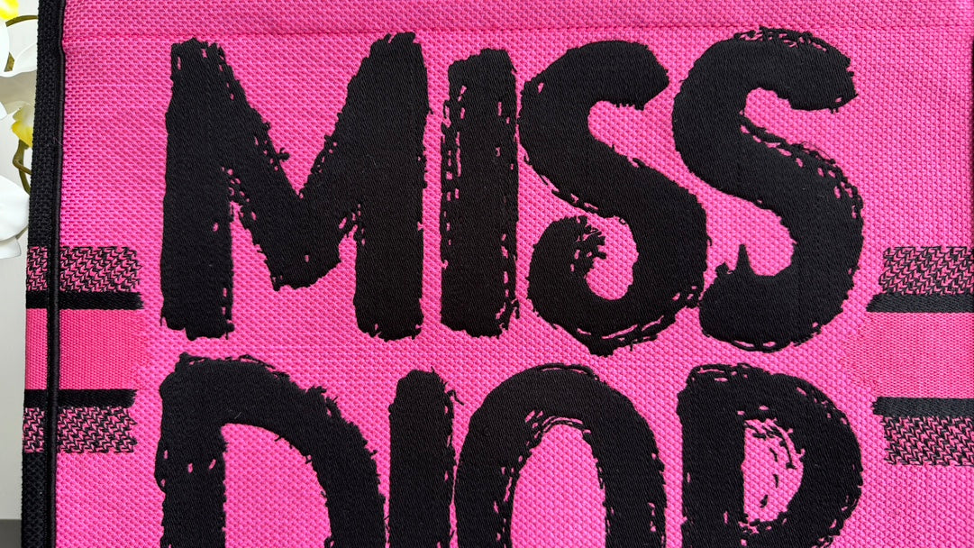 Dior Miss Dior Book Tote Pink and Black Graffiti Embroidered Canvas Bag