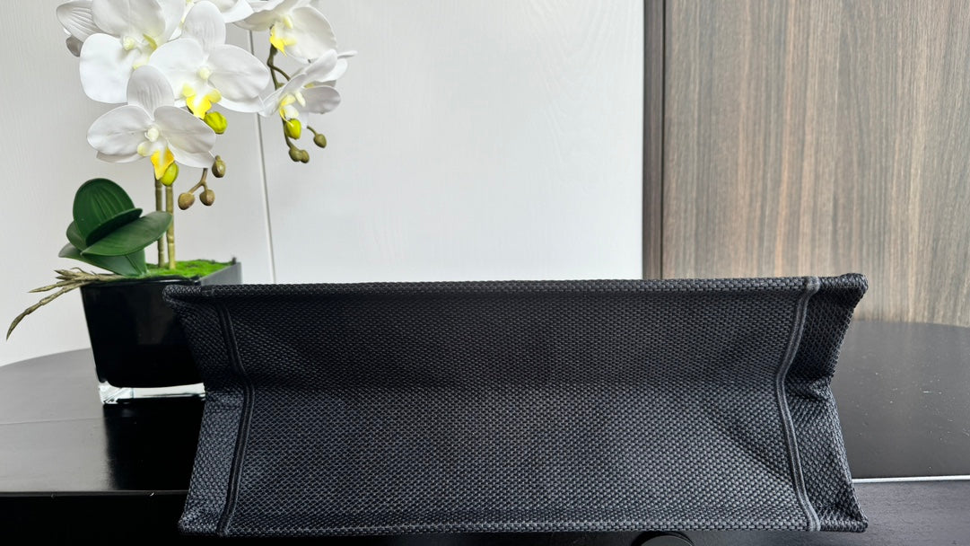 Miss Dior Pink Canvas Tote Bag with Black Graffiti Logo and Handles