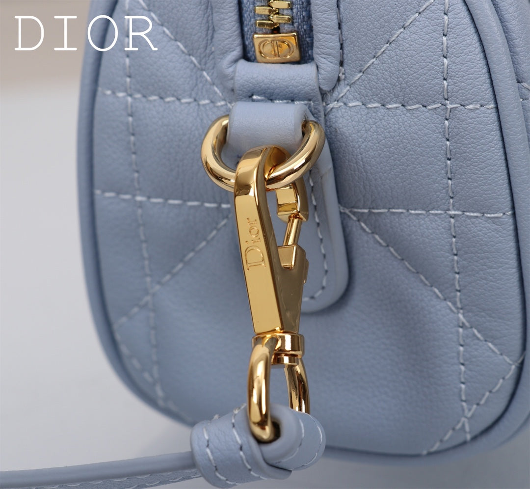 Christian Dior Micro Dior Vibe Bowling Bag - Cloud Blue Cannage Lambskin